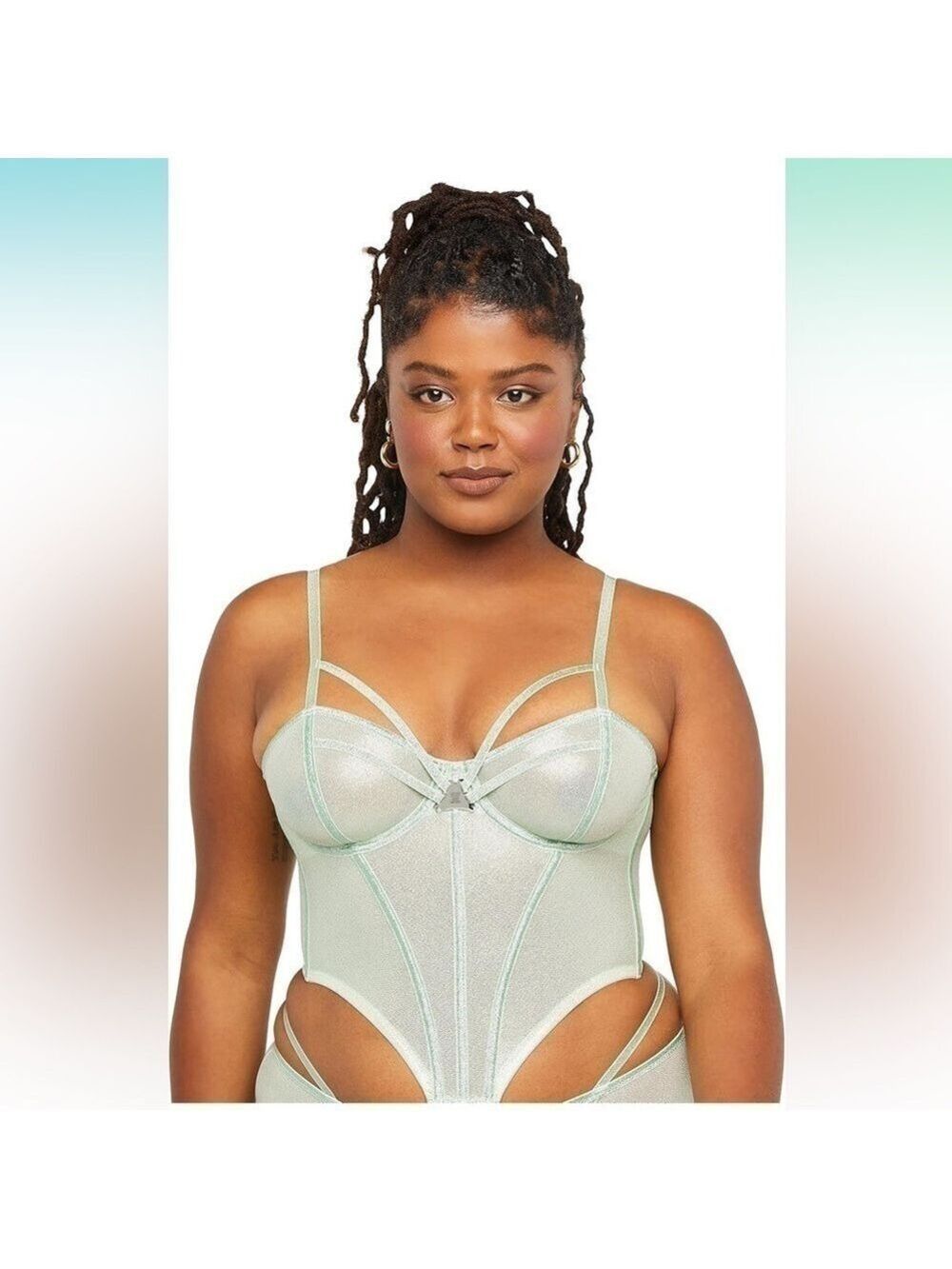 Savage X Fenty Going Platinum Bustier Green Mist Womens Size Small - NWT
